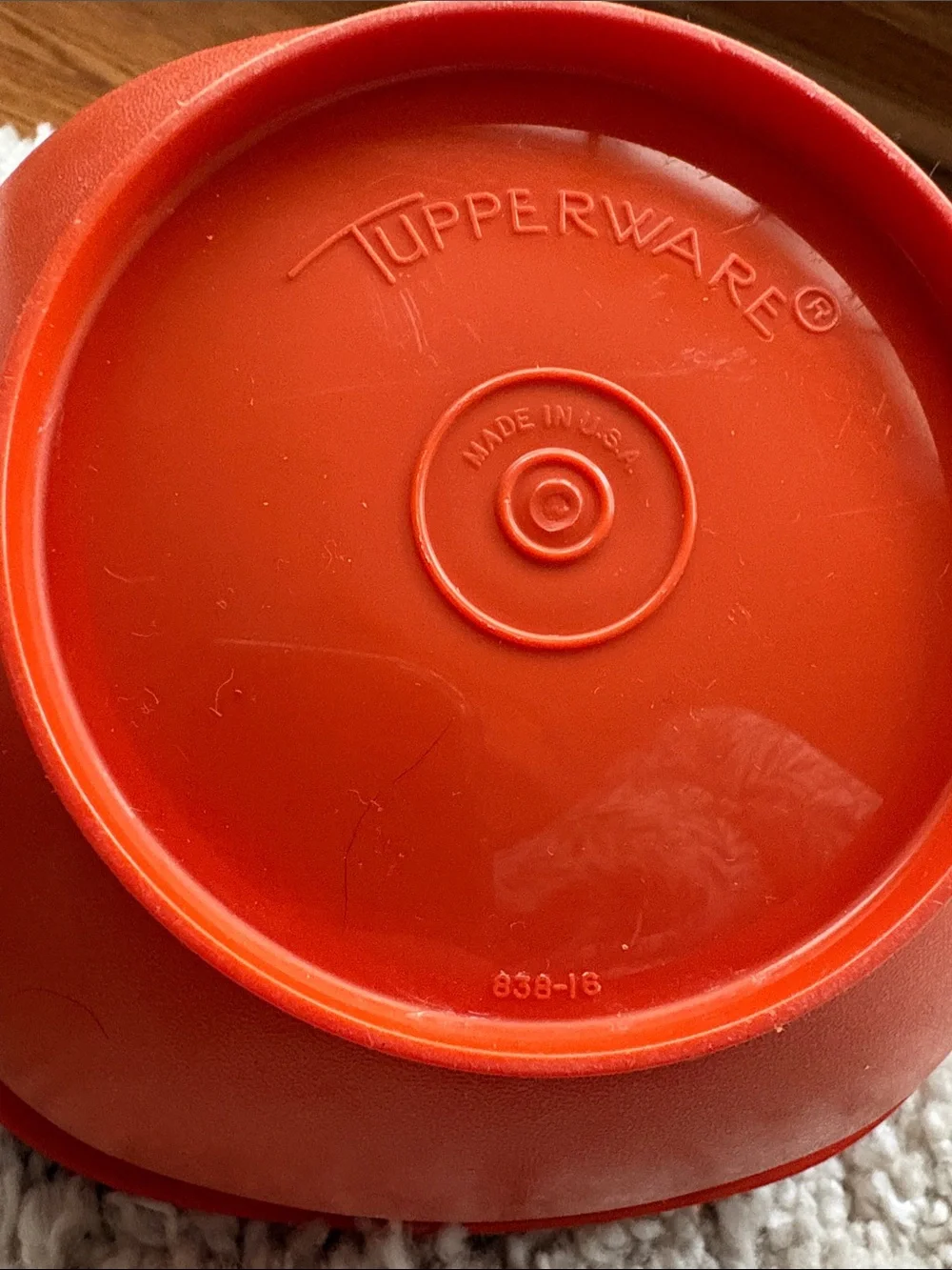 Tupperware Vintage Harvest Orange Servalier bowl with Snap-On Lid Number 838-16